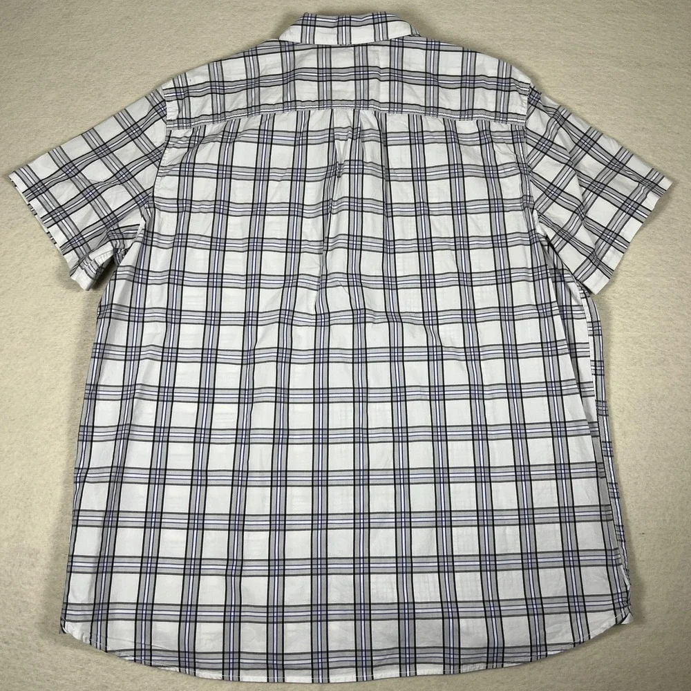 The North Face Shirt Mens 2XL White Blue Plaid Short Sleeve Button‎ Front